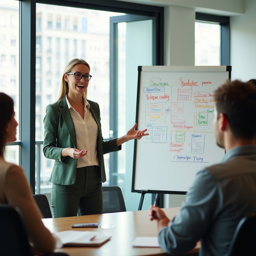 Facilitator conducând atelier de planificare bugetară