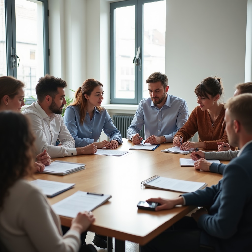 Grup de participanți la atelier de planificare bugetară lucrând împreună